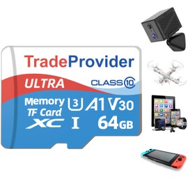 TradeProvider 64GB Ultra TF Memory Card, 4K Video Recording, 140MB/s Read Speed, V30, C10, U3, A1, for Mini Wifi Home Security Cameras, MP3 Players, GPS, PDAS, Smartphones Drones, Console, Dash Cam