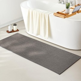 Bathroom Rugs Non Slip Washable Bath Rugs Super Absorbent Chenille Bathroom Rug for Bathroom Thin Bath Mats for Bathroom Mat Quick Dry Bath Mat Low Pile Bathroom Rug, Dark Grey 24"x60"