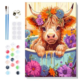 Lxmsja Paint by Numbers Kit for Adults Beginner Children with Frame, Cow Adult Kids' Paint by Numbers Kits on Canvas, Color by Numbers for Adults, Gifts for Women Home Decor, 8x12in