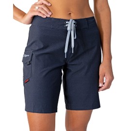 Maui Rippers Women’s 4-Way Stretch 9” Swim Shorts Boardshorts (Tapa Black, 16)