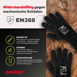 COVENT Frost Men's Winter Work Gloves Size 9 (Set of 12) - Warm Assembly Gloves Category II - EN388 Construction Gloves for Builders, Mechanics and Fitters