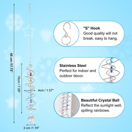 PATIKIL Suncatchers for Windows Hanging, Sun Catchers Indoor Window Outdoor Hanging Decor Crystal Garden Decor Wedding Birthday Party for Women, Silver Colorful