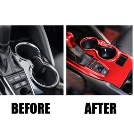 XITER 1Pcs Red ABS Gear Shift Knob Console Panel Trims Cover Cup Holder Decor Sticker for Toyota Camry XLE/XSE 2018 2019 2020 2021 2022 2023 2024 (Not Fit LE SE)