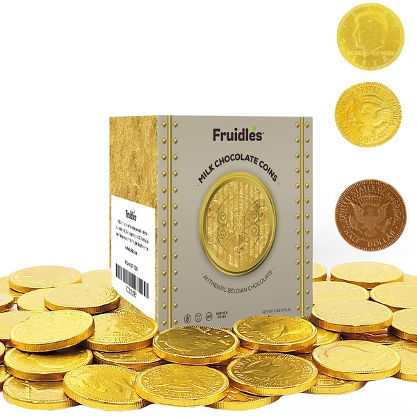 Milk Chocolate Coins - Chocolate Coins Wrapped in Gold, Chocolate Coins - Nut Free - Vault Design (Approximate 30 Coins)