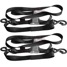 AWELCRAFT Motorcycle Tie Down Straps (2 Pack) Lab Tested 3,300lb Break Strength, Steel Cambuckle Tiedown Set with Integrated Soft Loops - Better Than a Ratchet Black