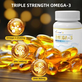 Naturenutri (60 Softgels) Omega-3 Fish Oil 2400mg - EPA 1440mg + DHA 960mg