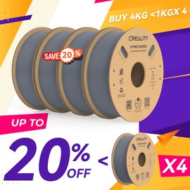 Creality Hyper PLA Filament 1.75mm, 30-600mm/s High Speed 3D Printer Filament, Dimensional Accuracy +/-0.02mm, Fit Most FDM 3D Printers, 4 Pack 1kg Spool(2.2lbs), Grey