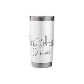 Jakarta City Line: Minimalist Urban Skyline Lineart Stainless Steel Insulated Tumbler