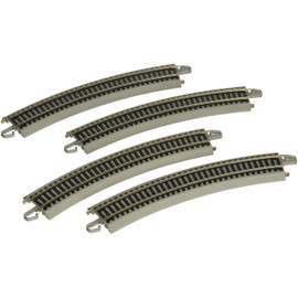 Bachmann Trains E-Z TRACK REVERSING 18" RADIUS CURVED (4/card) - NICKEL SILVER Rail With Grey Roadbed - HO Scale