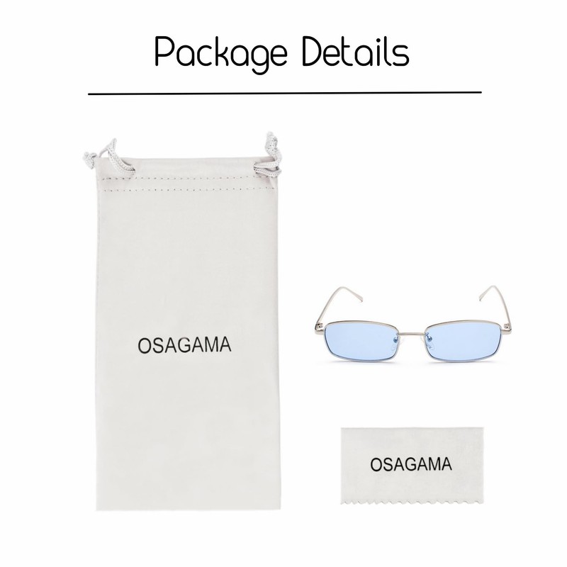 OSAGAMA Retro Rectangular Sunglasses Metal Frame Multicoloured Glasses for Women