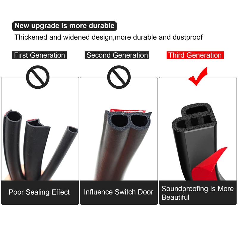 Car Door Seal Strip 32.8Ft Automotive Weather Stripping Double Layer