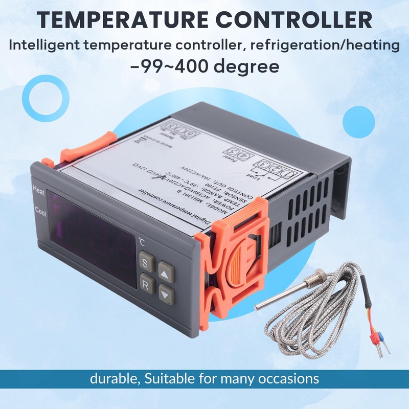 Peakloong Digital Temperature Controller -99-400 Degree PT100 M8 Probe Thermocouple