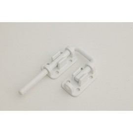 Patio Door Latch - Safe and Secure Drop-in Lock for Your Sliding Glass Doors, Patio Door Security Latch (Made in The USA) (Medium, White Powder Coat Finish)