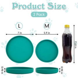 Apatal Silicone Cat Food Bowl Shallow Dishes 5.9in Wide Cats Bowls Set of 2 Kitty Plates Relief Whisker Fatigue Puppy Feeding Bowl for Dry Food and Wet Food Indoor (Round Green)