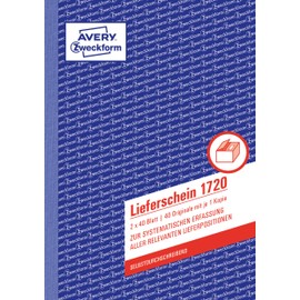 AVERY Zweckform 1720 Lieferschein (A5, selbstdurchschreibend, 2x40 Blatt) weiß/gelb