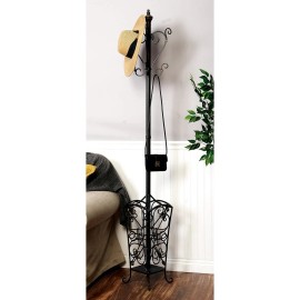 Studio 350 Black Metal Vintage Style Coat Rack with Scroll Designs Black 11 x 11 x 74