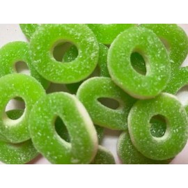 SOUR APPLE Flavored Chewy Gummy/Gummi Rings - Bulk Candy-  ONE Pound