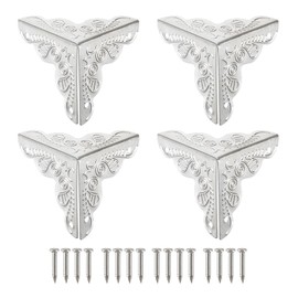 sourcing map 30 Pcs Box Edge Guard, 25mm Decorative Box Corner Cover, Corner Protector, Vintage Stair Dust Corners with Screws, Silver
