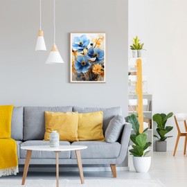 GDYEEH DIY 5D Blue Flowers Diamond Art Kits, Round Full Drill Sparkling Galsang Flowers Diamond Painting Picture, Diamond Painting Art Kits Craft for Adults Beginners, Home Wall Decor 12x16 inch