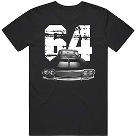 1964 Chevy Impala Front Top View with Year T Shirt XL Black