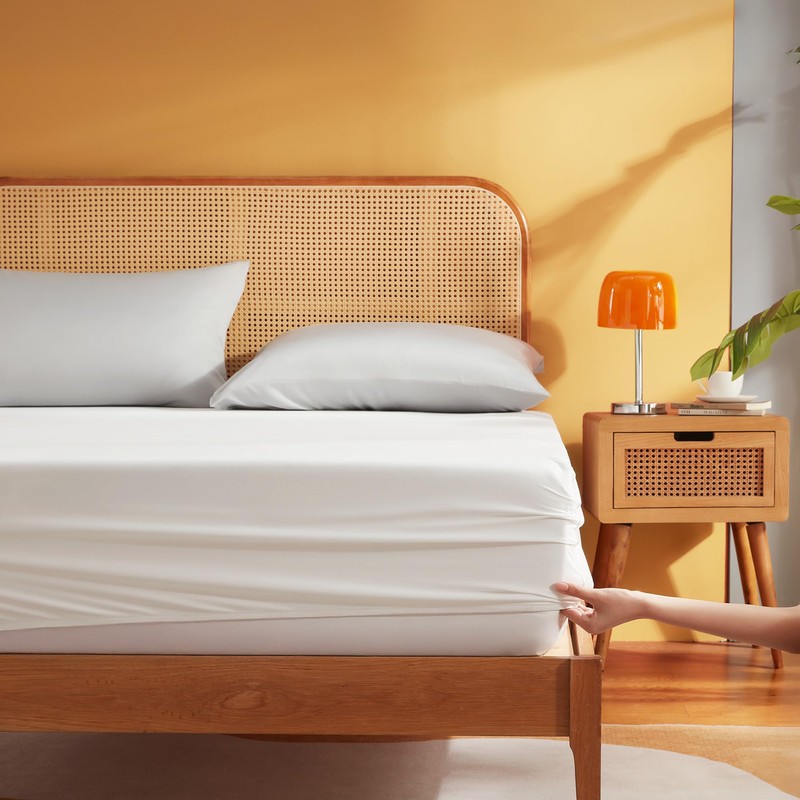 Sonive Fitted Sheet 140 x 200 cm, Breathable Bed Sheet