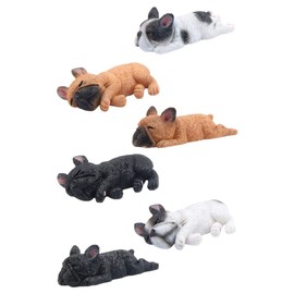 SAFIGLE 6pcs Mini Resin Sleeping Dog Figurines French Bulldog and Shiba Inu Ornaments for Home Decoration Assorted Colors