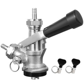 Ferroday All 304 Stainless Steel S System Keg Coupler, European Sankey Keg Coupler, Beer Keg Tap Kegerator Parts S Type Sankey Coupler with 5/16'' Beer Barb Gas Tailpiece, 2 Hose Clamp, Relief Valve