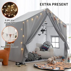 Play Tent, Large Playhouse Tent Indoor, Play House  Tent Castle Tent for Girls Boys, Play Cottage - Color: grey