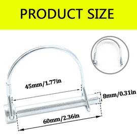 Ruidee 5 Pcs D-Shape 8x60mm Round Loop Wire Lock Pin Heavy Duty Trailer Lock Hitch Pto Pin