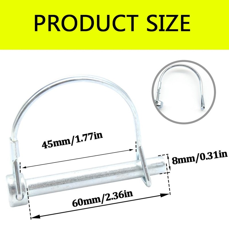 Ruidee 5 Pcs D-Shape 8x60mm Round Loop Wire Lock Pin