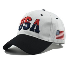 USA Flag Baseball Cap Adjustable Trucker Hat for Men Women Mother/Father Day for Mom Dad White