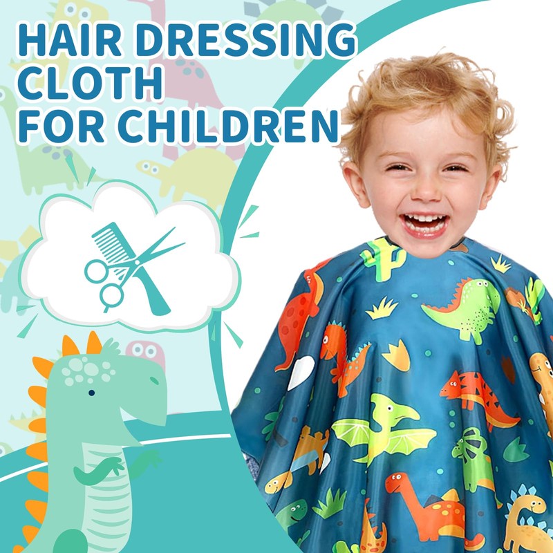 Katyjun Children's Hairdressing Cape, Dinosaur Cutting Cape, Hairdresser, Green