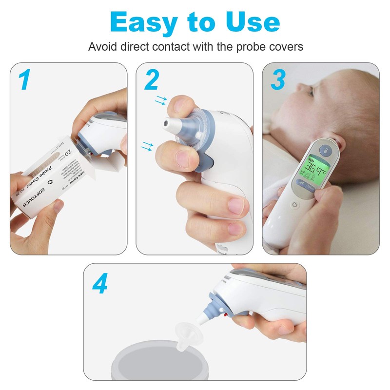 100 Pcs Ear Thermometer Probe Covers, Refill Caps Replacement Lens
