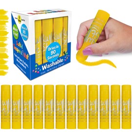 Kwik Stix Solid Tempera Paint Sticks – 12 Pack of Yellow – Same Color Washable, Quick Dry (90 Seconds), ASTM Certified, Non-Toxic, Allergen-Free Kids & Toddler Art Supplies for Home, School & Crafts
