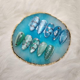 [Handmade nail tip] swimmer - Coffin egg / [수제네일팁] swimmer - 코핀에그