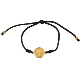 Gold-Tone Saint Benedict Medal on Black Cord Bracelet | Adjustable Fit | Patron Saint of Students | Great Catholic Gift for Confirmation and Graduation | Christian Jewelry