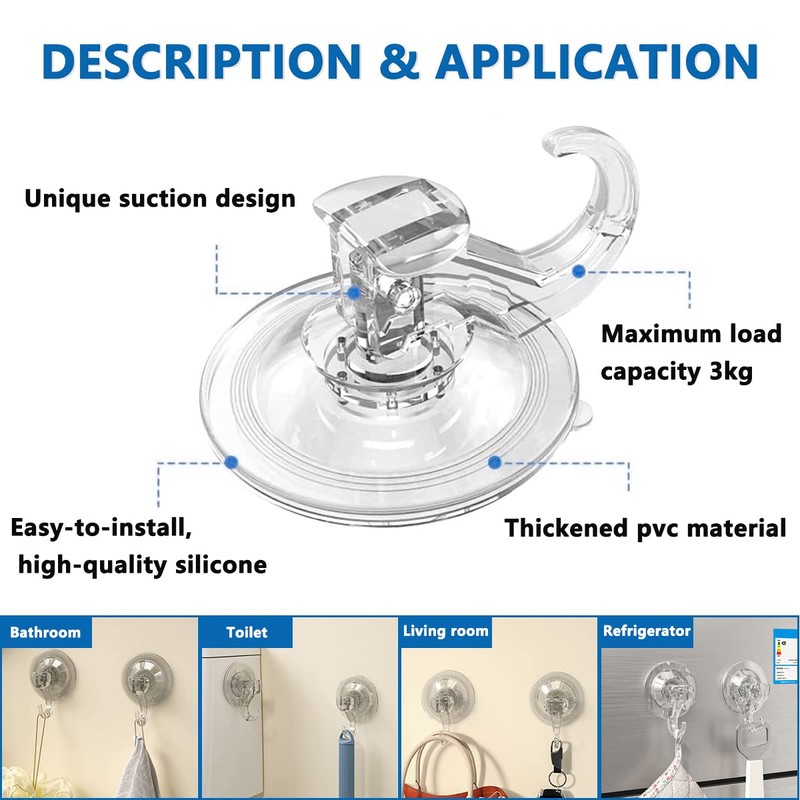 FIBOUND 6 Packs Suction Cup Hooks, Wall Suction Cups, Christmas
