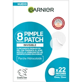 Garnier Pimple Patch Invisible. Parches para acné que reducen la visibilidad de las imperfecciones en 8 horas. Clínicamente Probado [Parche Hidrocoloide], 22 piezas 10mm x 12mm. Cruelty Free, Vegano