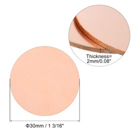 QUARKZMAN 5 Pieces Pure Copper Sheet 1 3/16 Inch x 0.08 Inch 12 Gauge T2 Copper Metal Round Plate for Crafts Electrical Repairs