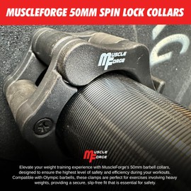 MuscleForge® Olympic 50 mm Dumbbell Clasps, Weight Bar Clips, Quick Release Barbell Clamps for Olympic Dumbbell, Securely Attached Pack of 2 for Strength Training, Fitness, Weightlifting