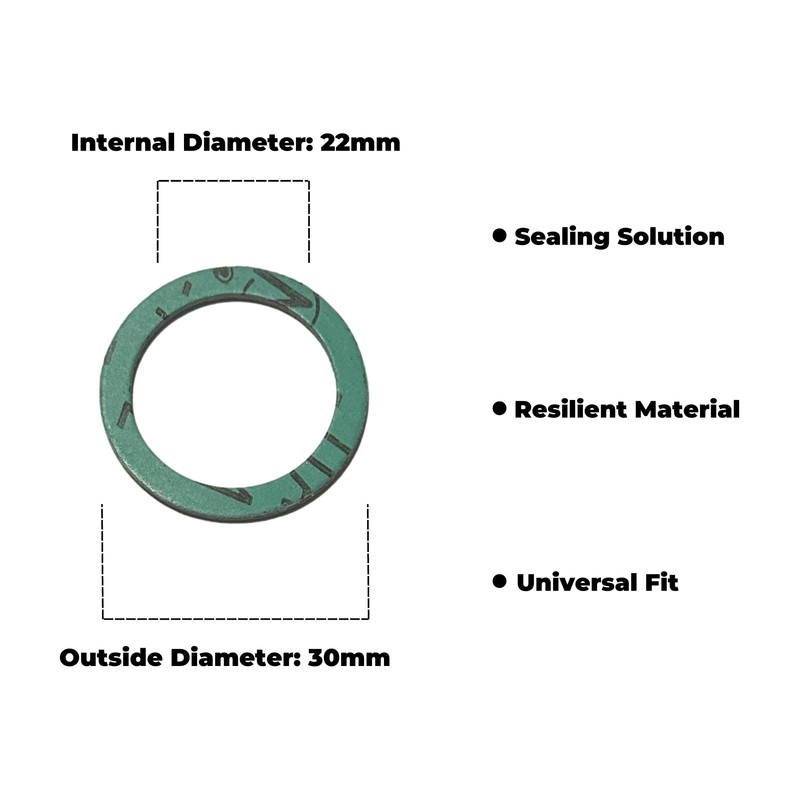High Temperature Green Fibre Washer 1" - Pack of 10
