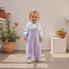 mlpeerw Toddler Baby Girl Clothes Floral Sweatshirt Top And Fleece Jumpsuit Overalls Pants Cute Fall Winter 2Pcs Outfit (Floral Purple, 12-18 Months)