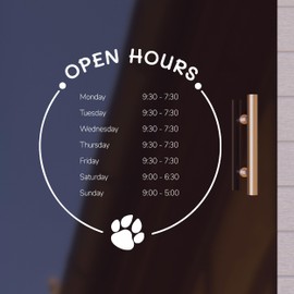 Customized Vinyl Decal for Pet Store - Displaying Pet Shop Business Hours - Hours of Operation for Pet Storefront - Customized Door Signs
