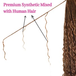 Boho Crochet Braids Pure Protein Fiber Close to Human Hair Goddess Box Braids with Soft Curls Bohemian Box Braid Crochet Braiding Hair Extensions (14Inch,30#)