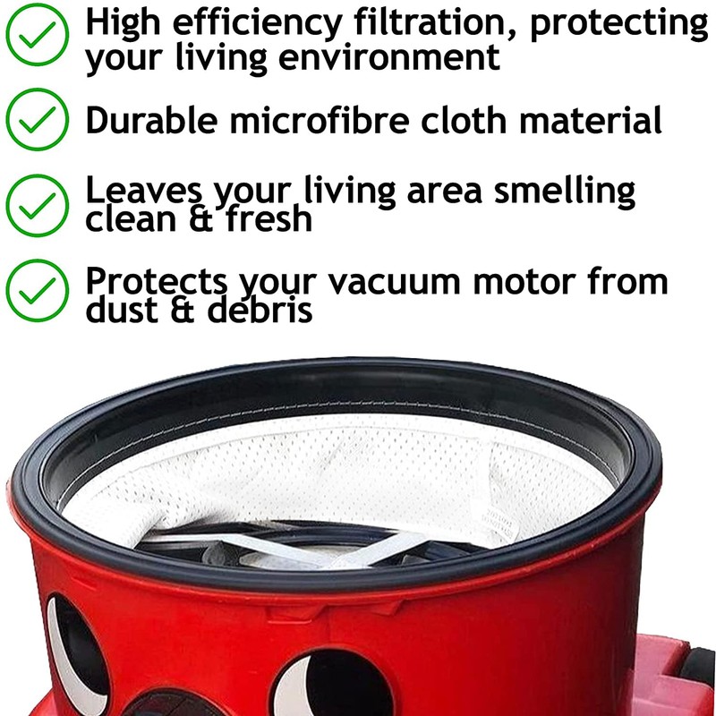 SPARES2GO Cloth Filter + Reusable Washable Zip Bag for Numatic