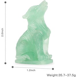 Artistone Crystal Wolf Animal Carvings Figurine 2 Inch Gemstone Wolf Carved Statue Sculpture Ornament Art Gifts Home Decor(Green Fluorite)