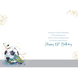 Cherry Orchard | Boys Happy 13th Birthday Card | Bright and Fun Football Design | Football Lover 13th Birthday Card | Complete with Envelope