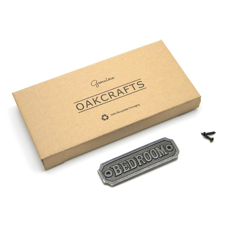 Oakcrafts Cast Iron Bedroom Door Sign - 105mm x 35mm