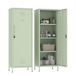 Kitchen Pantry Storage Cabinet,Metal Cabinet with Doors and Adjustable Shelves 59" Green Garage Tool File Cabinets for Office, Garage, Home, Shop, Gym, School