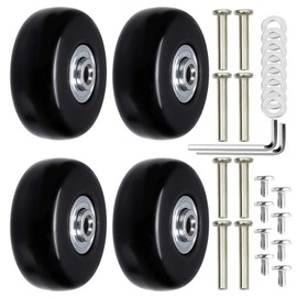Ashuxxn Pack of 4 Luggage Replacement Wheels Rubber Replacement Wheels Suitcase Replacement Wheels Luggage Case Wheel Rubber Swivel Castors Suitcase Wheels Replacement Wheels Universal Luggage